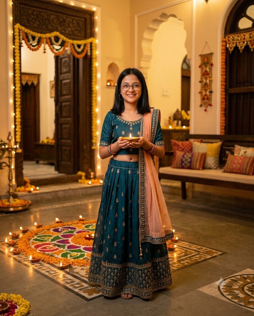 Diwali Kids Traditional Portrait Prompt