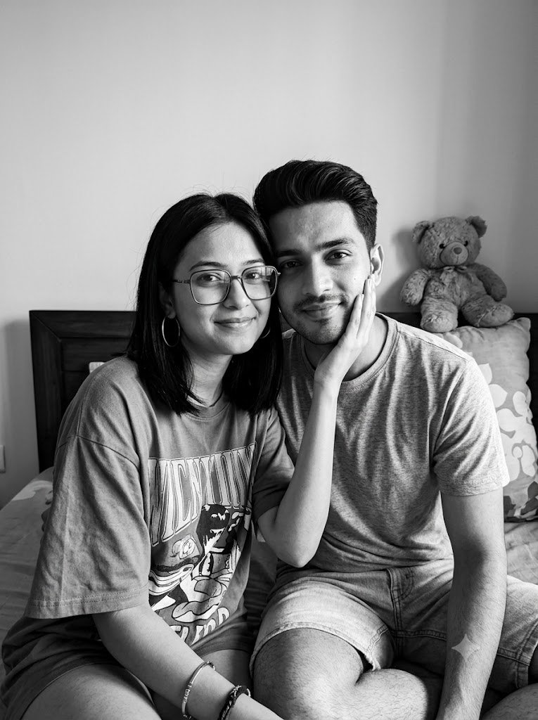 Black-and-White Couple Portrait Prompt